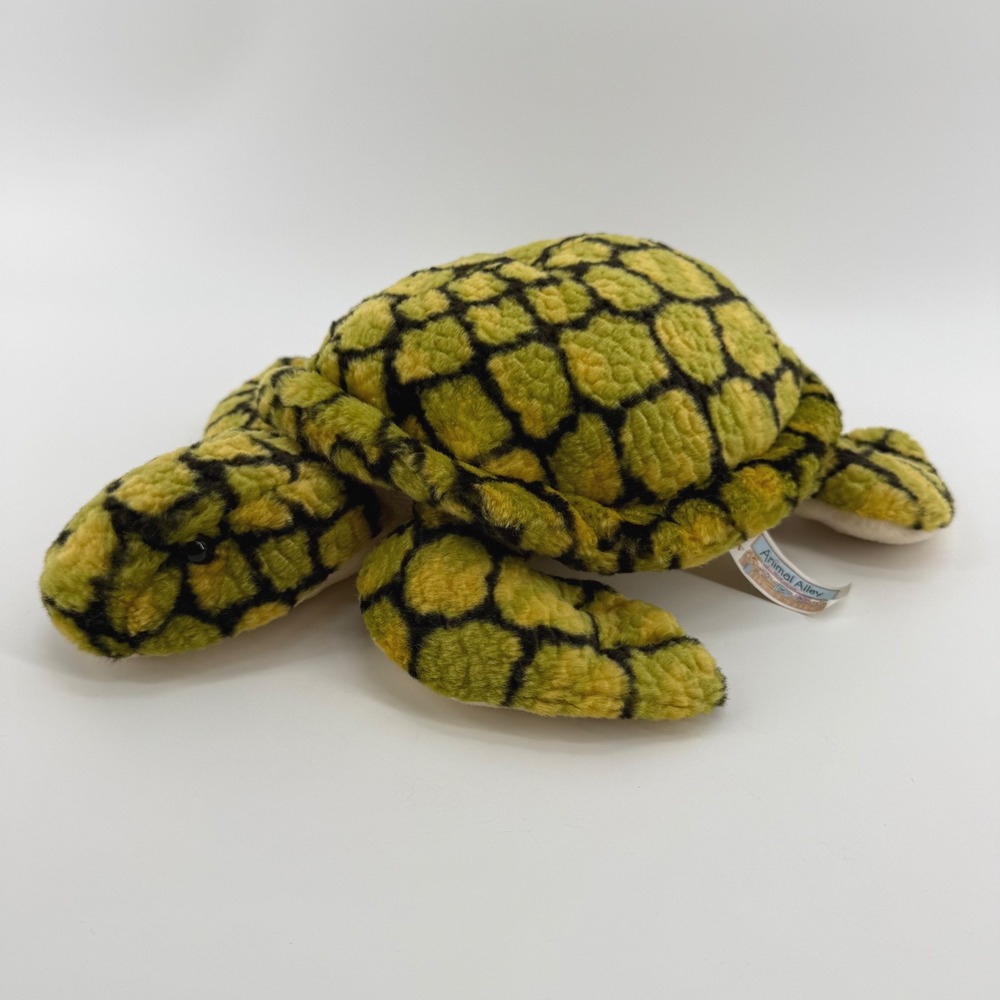Vintage Animal Alley Toys R Us Sea Turtle Plush 13 inch 2000 Green Yellow 18903